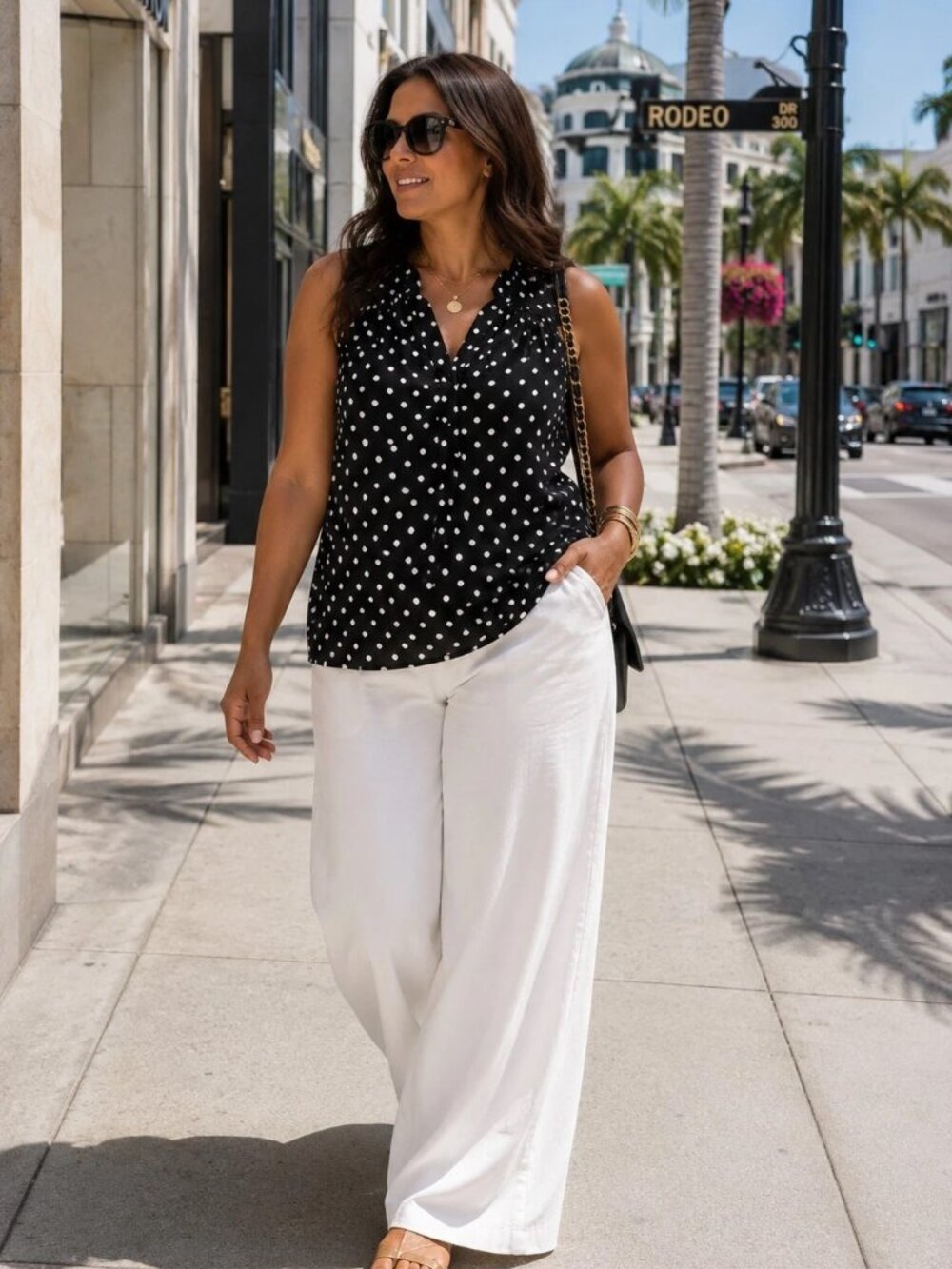 Modcloth | Black & White Polka Dot Blouse | Size M